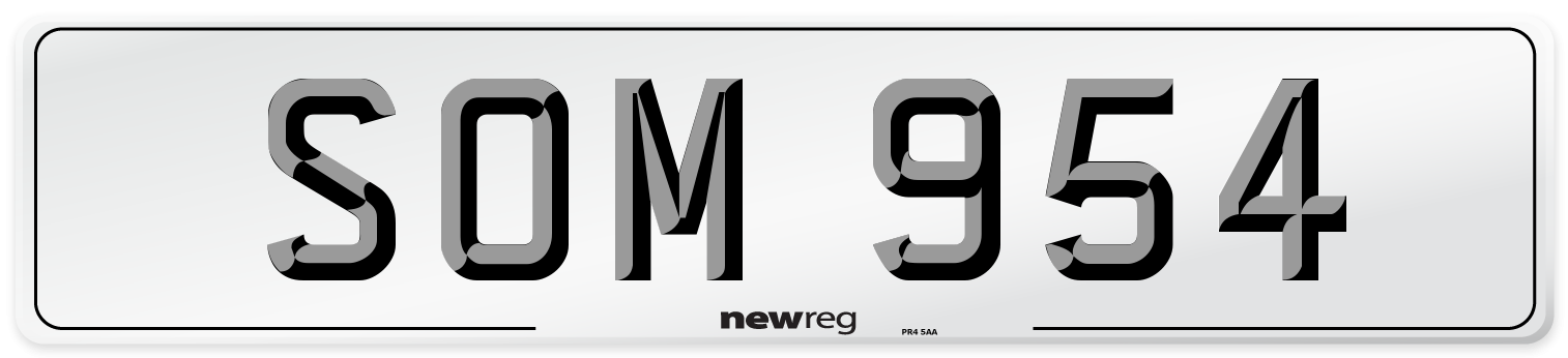 SOM 954 Number Plate from New Reg